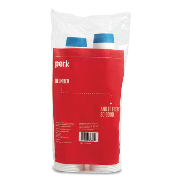 Paper Hot Cup and Plastic Dome Lid Combo, 12 oz, White/Blue, 50/Pack Paper Hot Cup and Plastic Dome Lid Combo, 12 oz, White/Blue, 50/Pack