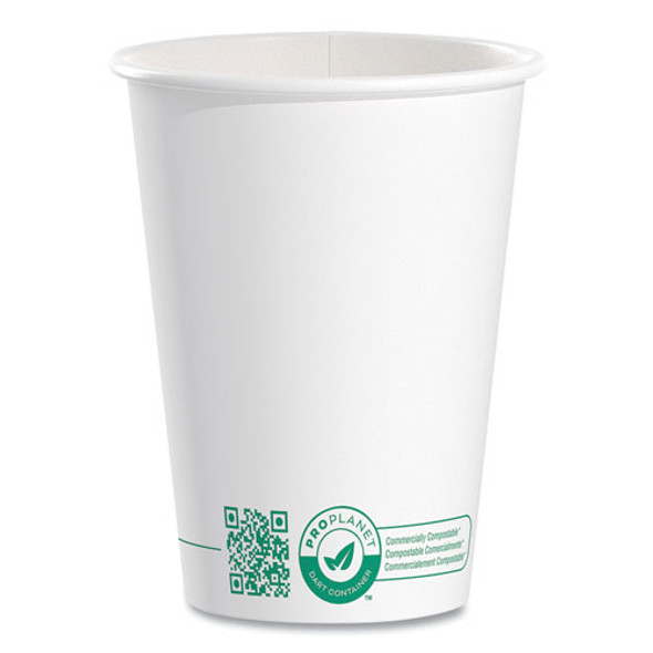 Compostable Paper Hot Cups, 12 oz, White/Green, 50/Pack Compostable Paper Hot Cups, 12 oz, White/Green, 50/Pack