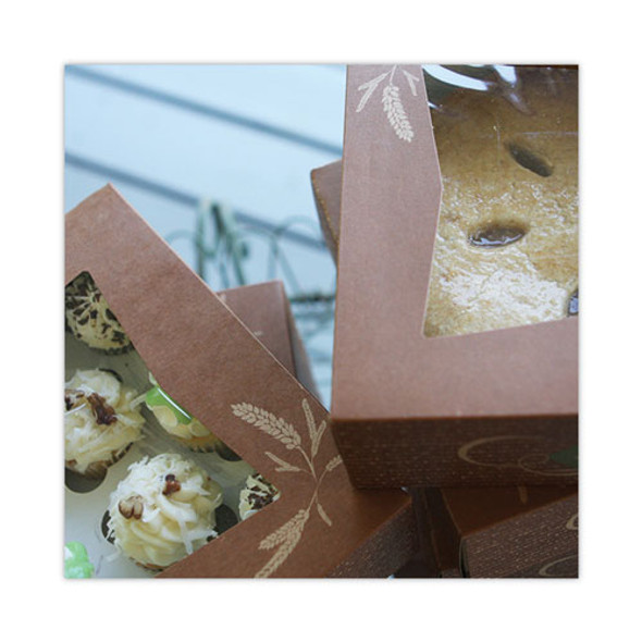Hearthstone Window Bakery Boxes with Attached Flip Top, 4-Corner Beers Design 14 x 10 x 4, Brown, Paper, 100/Carton Hearthstone Window Bakery Boxes with Attached Flip Top, 4-Corner Beers Design 14 x 10 x 4, Brown, Paper, 100/Carton