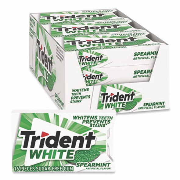 Sugar-Free Gum, White Spearmint, 16 Sticks/Pack, 9 Packs/Box