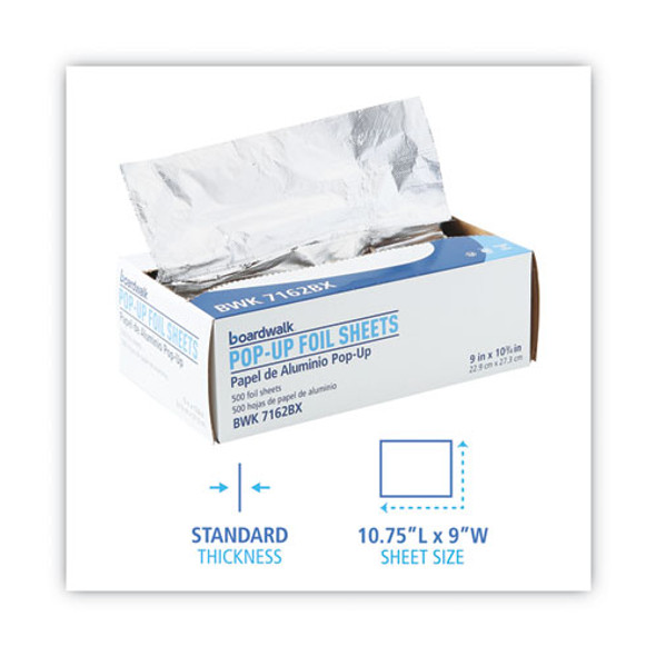 Standard Aluminum Foil Pop-Up Sheets, 63 Gauge, 9 x 10.75, 500/Box, 6 Boxes/Carton