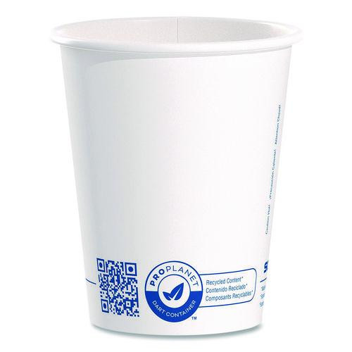 Recycled Content PCF Paper Hot Cups, ProPlanet Seal, 10 oz, White, 50/Pack