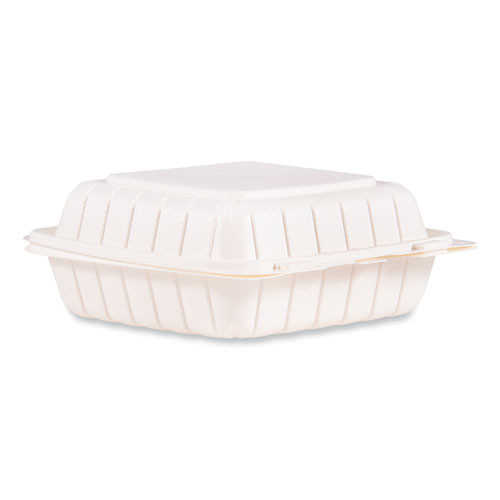 Hinged Lid Containers, 8.25 x 8 x 3, White, Plastic, 150/Carton