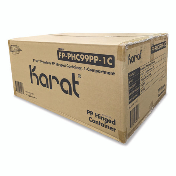 Polypropylene Plastic Hinged Container, 9 x 9 x 3, Black/Clear, Plastic, 50/Pack, 3 Packs/Carton