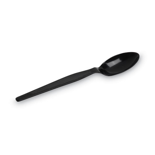 Individually Wrapped Heavyweight Spoon, Plastic, Black, 1,000/Carton