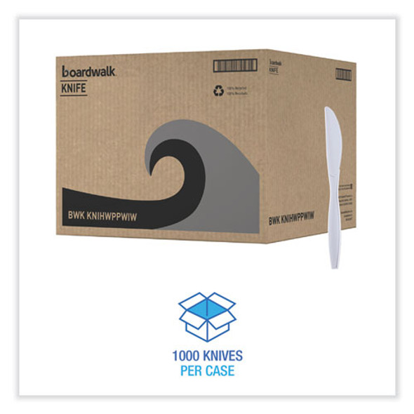 Heavyweight Wrapped Polypropylene Cutlery, Knife, Plastic, White, 1,000/Carton