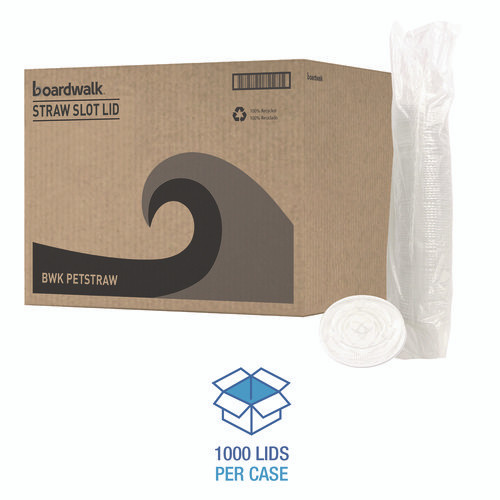 Crystal-Clear Cold Cup Straw-Slot Lids, Fits 9 oz Squat/12 oz Cold Cups, Plastic, Clear, 1,000/Carton
