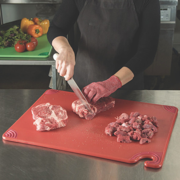 Saf-T-Grip Cutting Board, Plastic, 24 x 18, x 0.5, Red