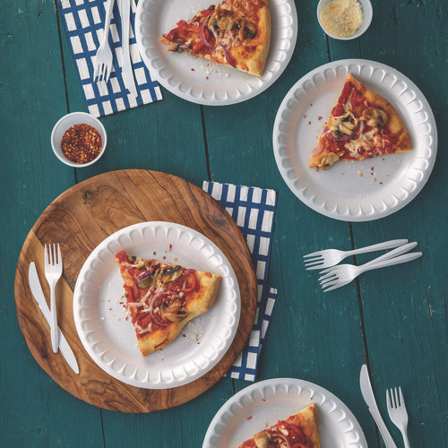 Placesetter Satin Non-Laminated Economy Foam Dinnerware, Plate, 9" dia, White, 500/Carton