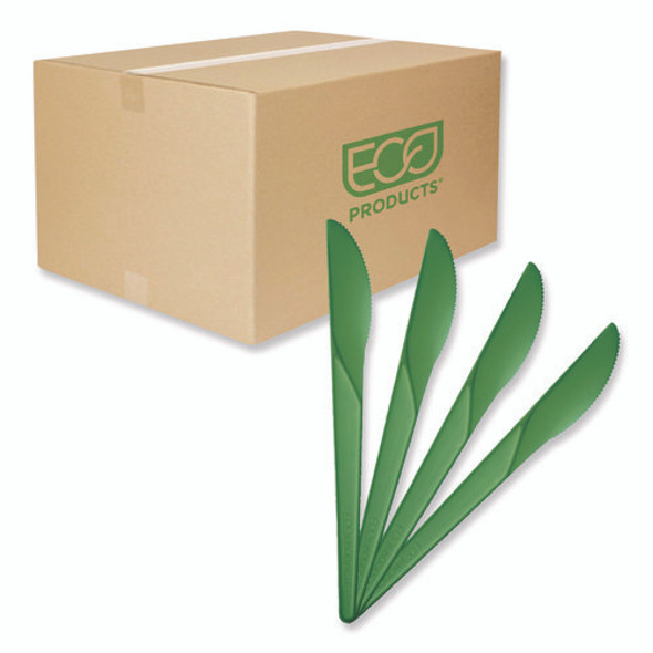 Plantware Compostable Cutlery, Knife, Plastic, Green, 1,000/Carton