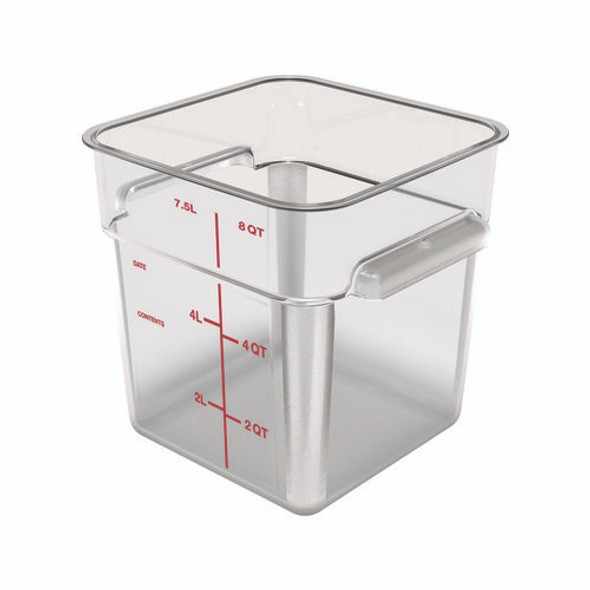 Squares Polycarbonate Food Storage Container, 8 qt, 8.75 x 8.75 x 9, Clear, Plastic