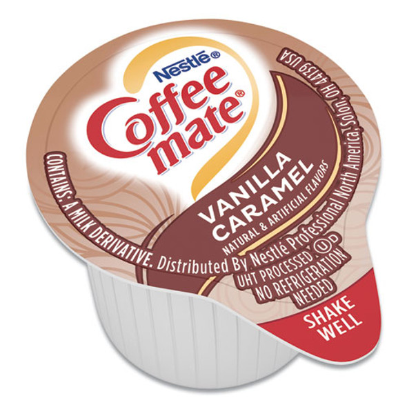 Liquid Coffee Creamer, Vanilla Caramel, 0.38 oz Mini Cups, 50/Box Liquid Coffee Creamer, Vanilla Caramel, 0.38 oz Mini Cups, 50/Box