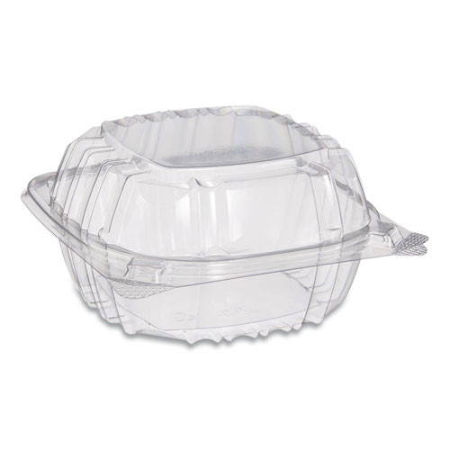 ClearSeal Hinged-Lid Plastic Containers, 5.8 x 6 x 3, Clear, Plastic, 125/Pack, 4 Packs/Carton