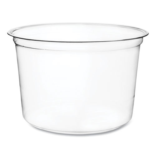 Round Deli Pots, Compostable, 16 oz, 4.6 Diameter x 3" h, Clear, Plastic, 500/Carton