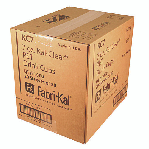 Kal-Clear PET Cold Drink Cups, 7 oz, Plastic, Clear, 1,000/Carton