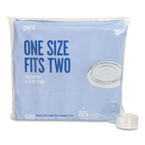 Compostable Straw Slot Plastic Cold Cup Lids, Fits 12 oz/16 oz Cold Cups, Clear, 500/Pack