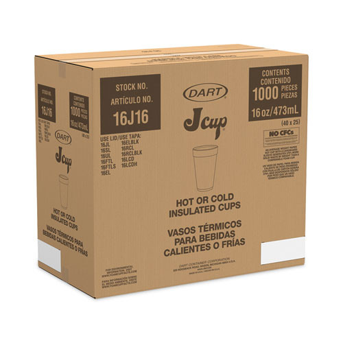 Horizon Hot/Cold Foam Drinking Cups, 16 oz, White/Cranberry, 25/Bag, 40 Bags/Carton