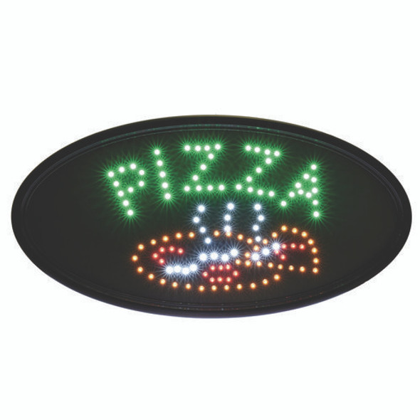 LED Oval Pizza Sign, 23 x 14, Black Frame, Green/Orange/Red/White Graphics LED Oval Pizza Sign, 23 x 14, Black Frame, Green/Orange/Red/White Graphics