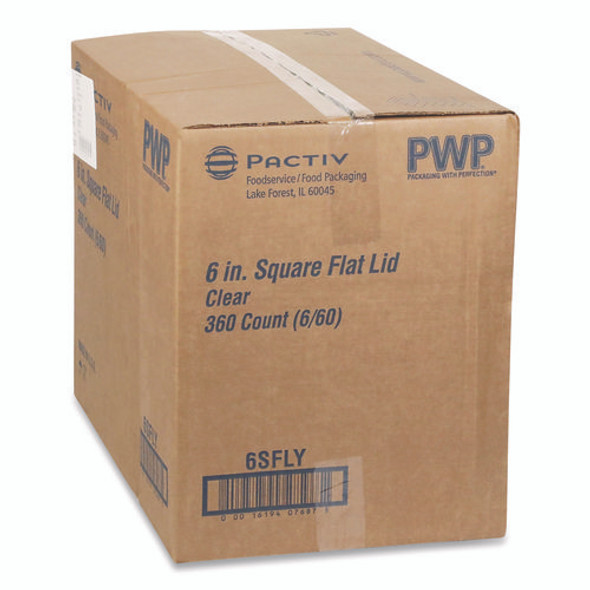 EarthChoice Recycled PET Container Lid, for 6" Square RPET Containers, 6.25 x 0.39 x 6.25, Clear, Plastic, 360/Carton
