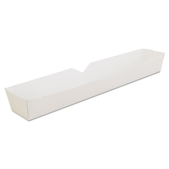 Footlong Hot Dog Tray, 10.25 x 1.5 x 1.25, White, Paper, 500/Carton Footlong Hot Dog Tray, 10.25 x 1.5 x 1.25, White, Paper, 500/Carton