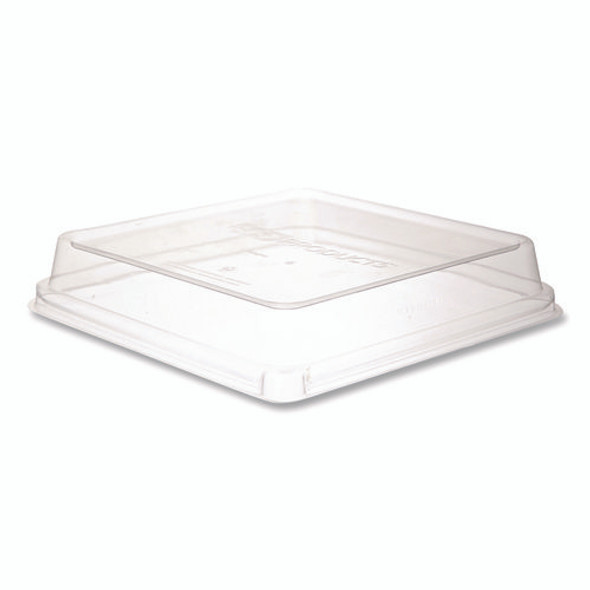 Renewable and Compostable Lids, 8.8 x 8.8 x 1.64, Clear, Plastic, 200/Carton