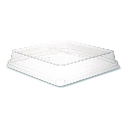 Renewable and Compostable Lids, 8.8 x 8.8 x 1.64, Clear, Plastic, 200/Carton