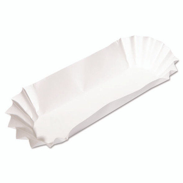 Fluted Hot Dog Trays, 6 x 2 x 2, White, Paper, 500/Sleeve, 6 Sleeves/Carton