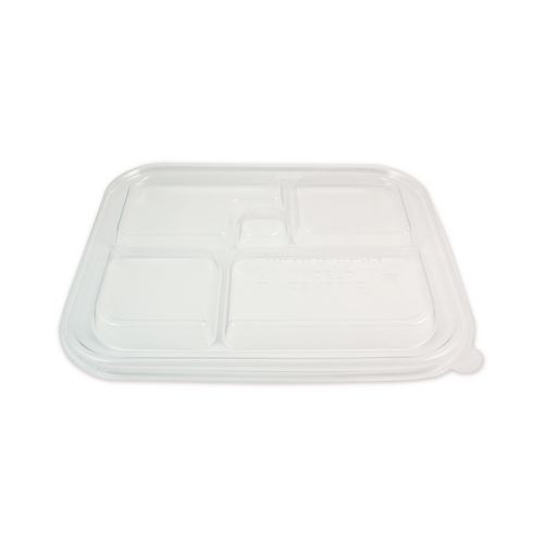 PLA Lids for Fiber Bento Box Containers, 12.1 x 9.8 x 0.8, Clear, Plastic, 300/Carton