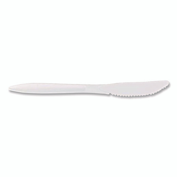 Mediumweight Polypropylene Cutlery, Knife, Plastic, White, 1,000/Carton Mediumweight Polypropylene Cutlery, Knife, Plastic, White, 1,000/Carton