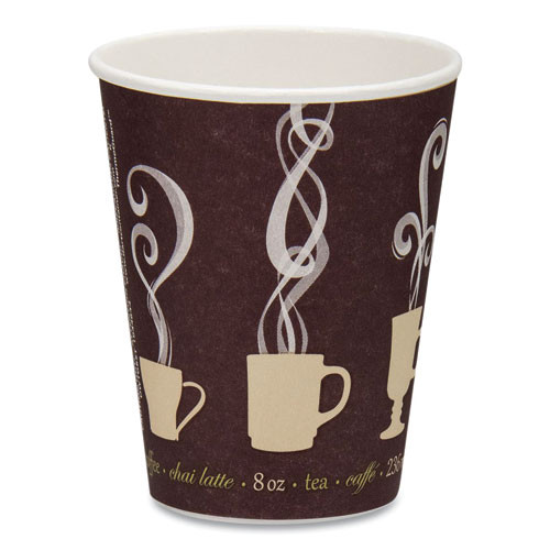 Thermoguard Insulated Paper Hot Cups, 8 oz, Steam Print Design, 1,000/Carton