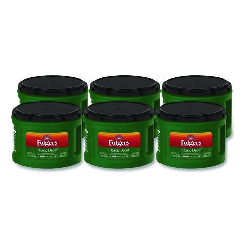 Classic Decaf Ground Coffee, Classic Roast Decaffeinated, 19.2 oz, Can, 6/Carton