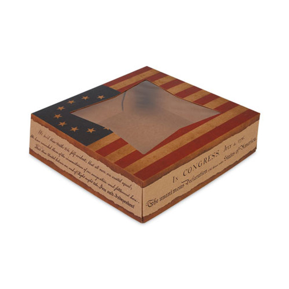 Window Flag Design Pie Boxes, 8 x 8 x 2.5, White, Paper, 150/Carton Window Flag Design Pie Boxes, 8 x 8 x 2.5, White, Paper, 150/Carton