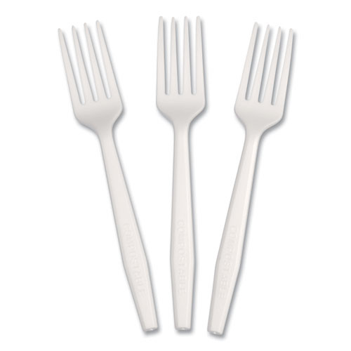 CPLA Cutlery, Heavyweight Fork, Plastic, White, 1,000/Carton