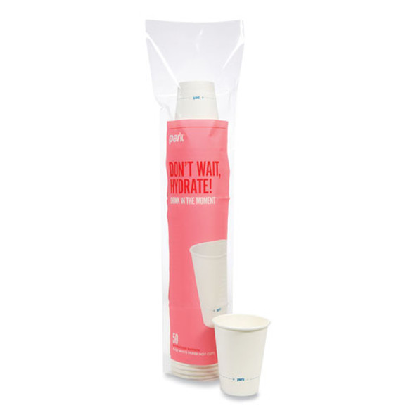 White Paper Hot Cups, 12 oz, 50/Pack
