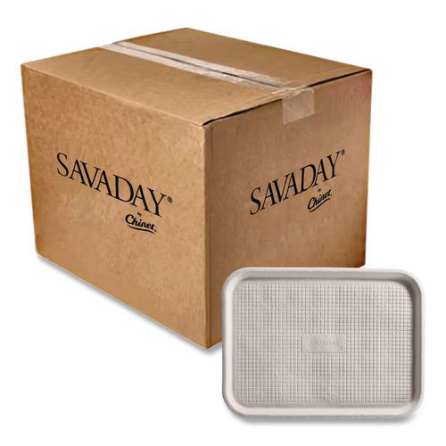Savaday Molded Fiber Flat Food Tray, 16 x 12, White, Paper, 200/Carton