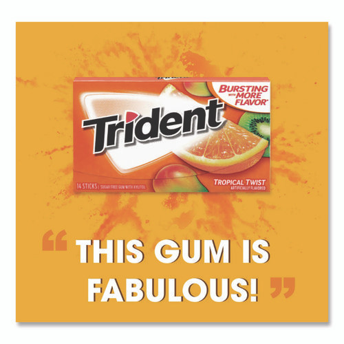 Sugar-Free Gum, Tropical Twist, 14 Sticks/Pack, 12 Packs/Box