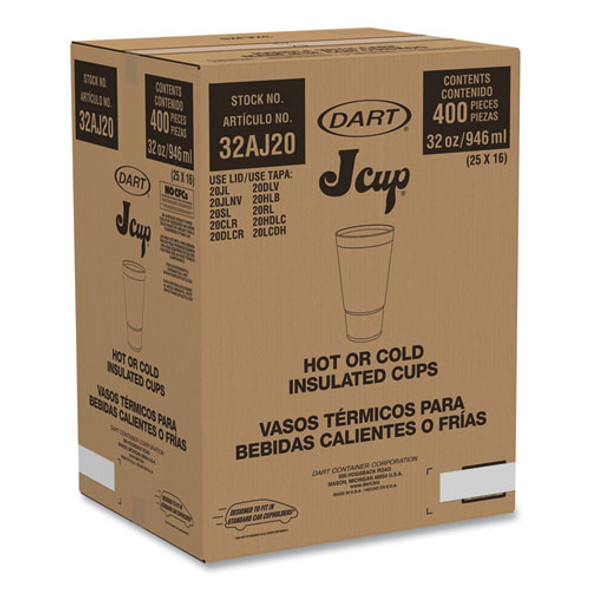 Horizon Hot/Cold Foam Drinking Cups, 32 oz, White/Teal, 16/Bag, 25 Bags/Carton