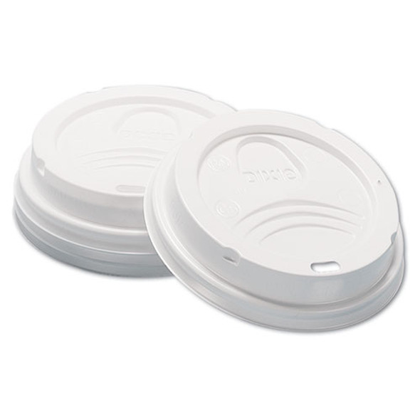 Dome Hot Drink Lids, Fits 8 oz Hot Cups, Plastic, White, 100/Sleeve, 10 Sleeves/Carton