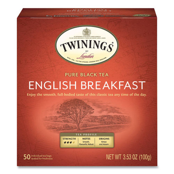 Tea Bags, English Breakfast, 3.53 oz, 50/Box