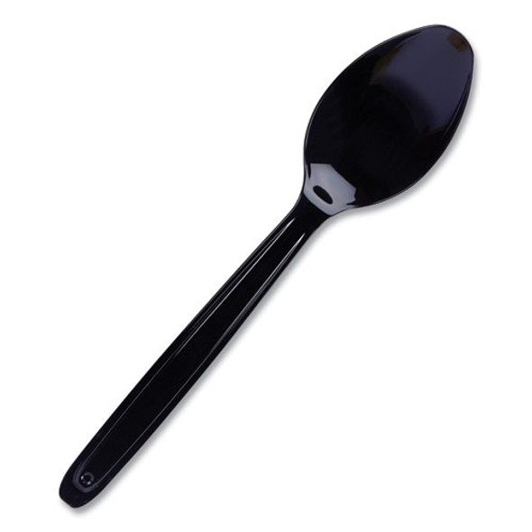 Cutlery for Cutlerease Dispensing System, Mediumweight Spoon, Plastic, Black, 960/Box