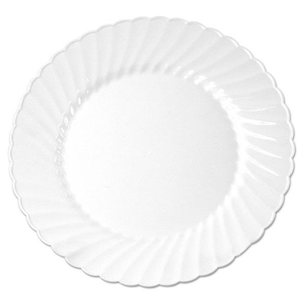 Classicware Plastic Plates, 6" dia, White, 12/Bag, 15 Bags/Carton