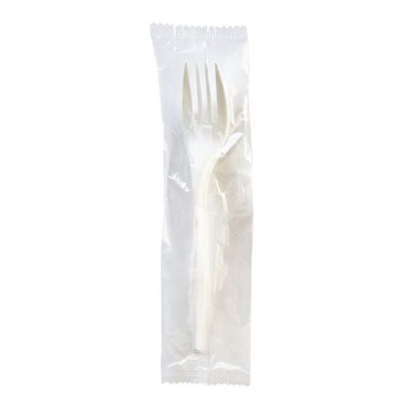 Mediumweight Wrapped Polypropylene Cutlery, Fork, 5.51", Plastic, White, 1,000/Carton Mediumweight Wrapped Polypropylene Cutlery, Fork, 5.51", Plastic, White, 1,000/Carton