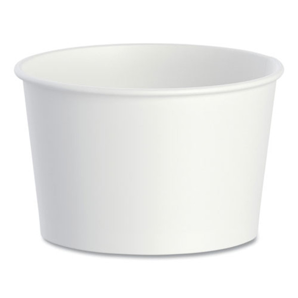 Double Poly Paper Food Containers, 8 oz, 3.8" Diameter x 2.4" h, White, 50/Pack, 20 Packs/Carton