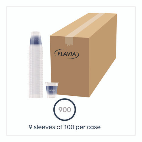 Cold Cups 12 oz, Blue Band Flavia Logo, Clear/Blue, 900/Carton