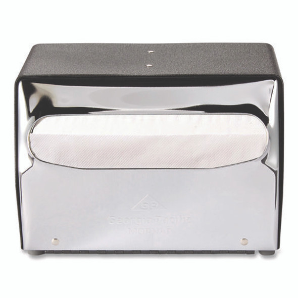 Tabletop Napkin Dispenser, 7.5" x 6" x 5.3", Black/Chrome