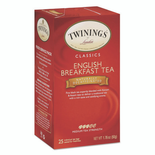 Tea Bags, English Breakfast Decaf, 1.76 oz, 25/Box