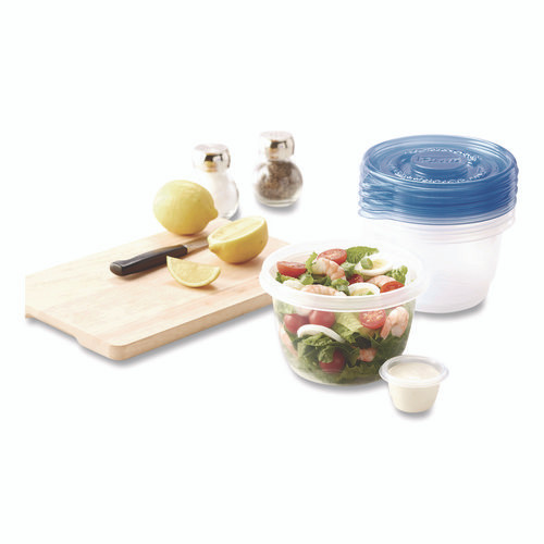 To Go Lunch Containers, 2 Compartments, 32 oz, Plastic, 4/Pack