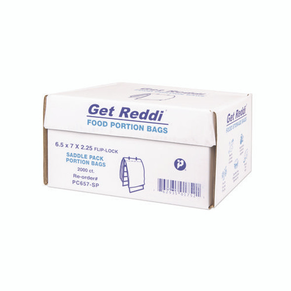 Get Reddi Saddle Pack Poly Food Portion Bags, Fold-Top Closure, 0.5 mil, 6.5" x 7", Clear, 2,000/Carton