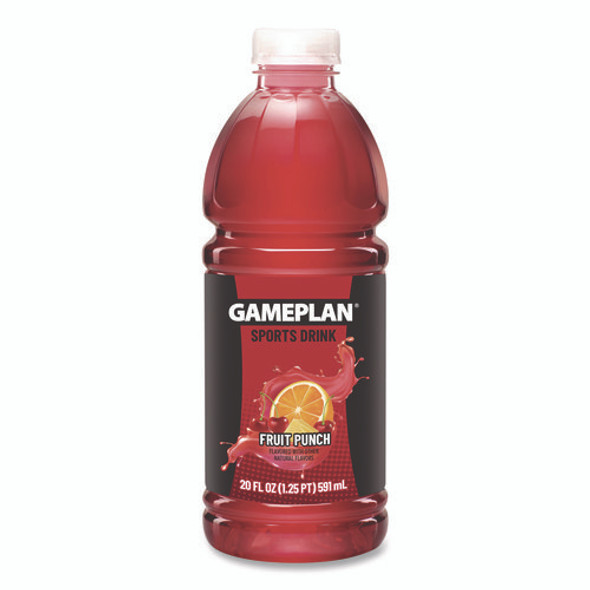 Gameplan Sports Drink, Fruit Punch, 20 oz Bottle, 24/Carton