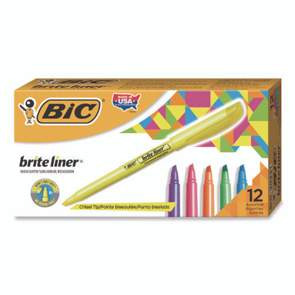 Brite Liner Highlighter, Assorted Ink Colors, Chisel Tip, Assorted Barrel Colors, 5/Set